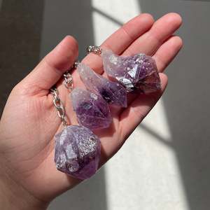 Crystal Pieces: Raw Amethyst Key Ring - Assorted