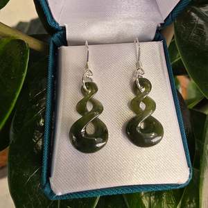 Greenstone Triple Twist Pikoura Greenstone Earrings