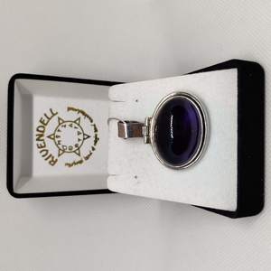 Wide Oval Amethyst 925 Sterling Silver Pendant