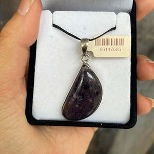 Sterling Silver Jewellery: Oblique Teardrop Charoite 925 Sterling Silver Pendant