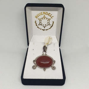 Sterling Silver Jewellery: Carnelian 925 Sterling Silver Pendant with Setting Detail