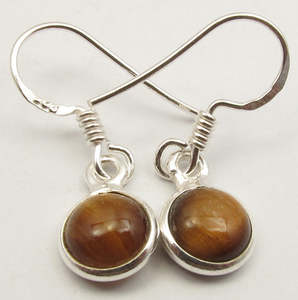 Sterling Silver Earrings: Tigers Eye 925 Sterling Silver Dangle Earrings