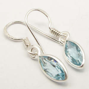 Marquise Blue Topaz 925 Sterling Silver Dangle Earrings