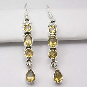 Multistone Citrine 925 Sterling Silver Dangle Earrings