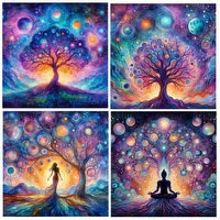 Under 30: Tree Of Life Cosmic Ceramic Coaster Set 4