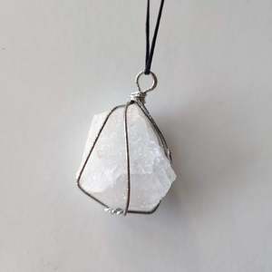 Clear Quartz Rough Wire-Wrapped Pendant