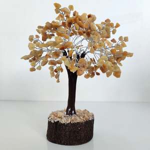 Clearance: Yellow Quartz Crystal Tree on Wooden Base