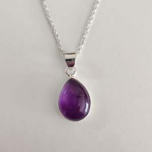 Gifts For The Minimalist: Teardrop Amethyst 925 Sterling Silver Pendant