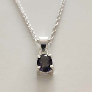 Oval Iolite 925 Sterling Silver Pendant