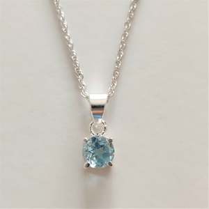 Round Blue Topaz 925 Sterling Silver Pendant