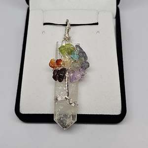 Clear Quartz: Clear quartz chakra wrapped pendant