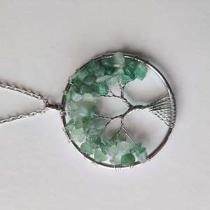 Green Aventurine Tree of Life Pendant with Silver Chain