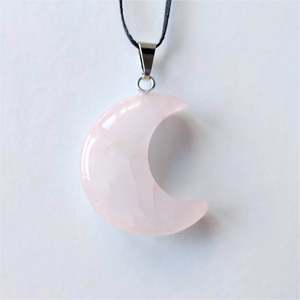 Rose Quartz Moon Pendant