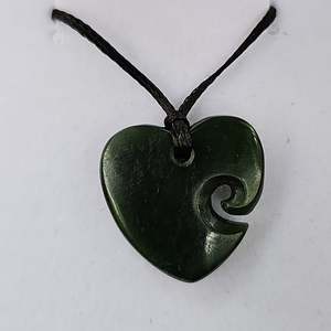 Rivendell Bestsellers: Small Greenstone heart with koru indent