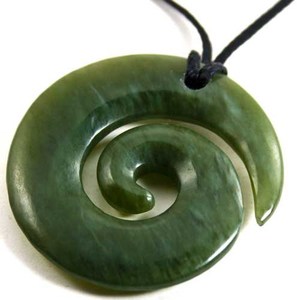 Green Stone Koru pendant 2.5cm RivendellWorld