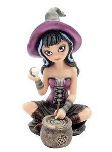 Products: Cute Witch Figurine With Crystal Ball RivendellWorld