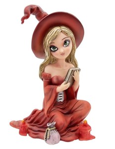 Products: Cute Witch Figurine With Book RivendellWorld
