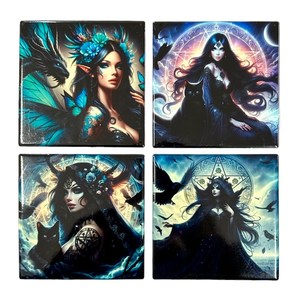 Gothic Goddess Ceramic Coaster Set of 4 RivendellWorld