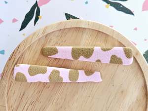 Cow Print: Cow Print Strawberry Milk Hair Clips