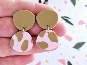 Cow Print: Cow Print Strawberry Milk Abstract Earrings