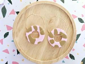 Cow Print: Cow Print Strawberry Milk Large Hoop Earrings