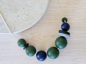 Contemporary Long Statement Sterling Silver Necklace Green