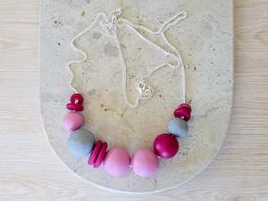 Contemporary Long Statement Sterling Silver Necklace Pink