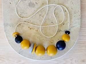 Contemporary Long Statement Sterling Silver Necklace Mustard