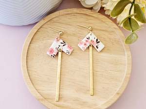 Aarow: Arrow Floral Print Gold Dangle Earrings