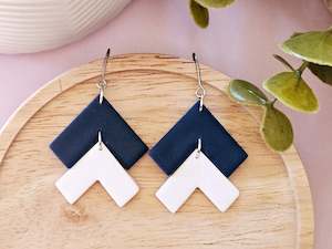 Aarow: Arrow Navy and White Hook Earrings