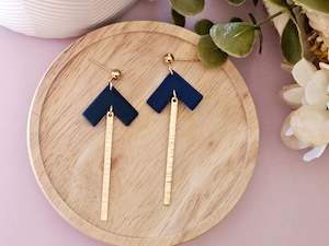 Aarow: Arrow Navy Gold Dangle Earrings