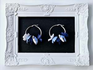 Botanical Blues: Botanical Blues Silver Hoop Earrings