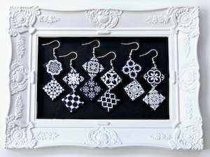 Botanical Blues Navy Moroccan Tile Earrings