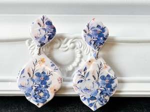 Botanical Blues: Botanical Blues Vintage Print Earrings