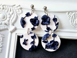 Botanical Blues Round Dangle Earrings