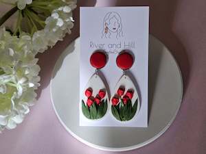 Tulip Droplet Red Earrings