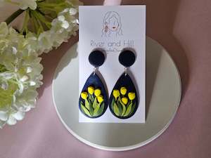 Tulip Droplet Navy Earrings