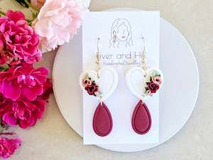 Hearts: Hearts Collection Floral Heart Dangles Red