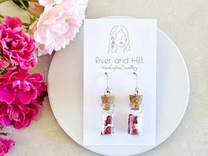 Hearts Collection Red and White Candy Heart Jar Earrings