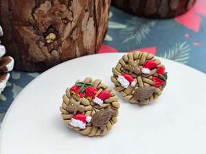 Studs: Kiwi Christmas Weave Stud Earrings