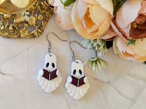 Halloween Reading Ghost Earrings