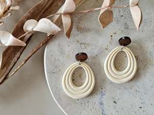 Essentials Butter Ivory Wooden Earrings