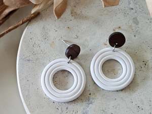 Essentials White Wooden Earrings