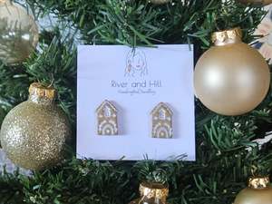 Studs: Christmas Folk Gingerbread House Studs