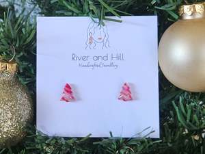 Studs: Christmas Pink Mico Tree Studs