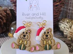 Christmas Teddy Bear Earrings