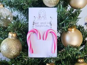 Christmas Pink Candy Cane Earrings