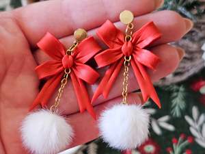 Stud Back: Christmas Bow Earrings