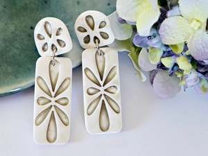 Porcelain Green Rectangle Earrings