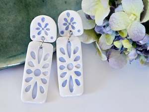 Porcelain Floral Rectangle Earrings